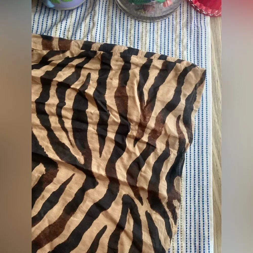 J. Crew Midi Dress Women's Zebra Print Smocked Waist Short Sleeve Sz Small NWT